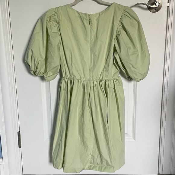 Abercrombie & Fitch Green Cinch-Front Puff Sleeve Poplin Mini Dress 35756 - Picture 9 of 14